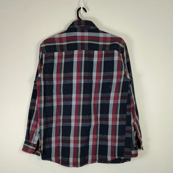 VTG Hickory Shirt Co black/red plaid heavy cotton flannel distressed mens M-Tall - Picture 6 of 10